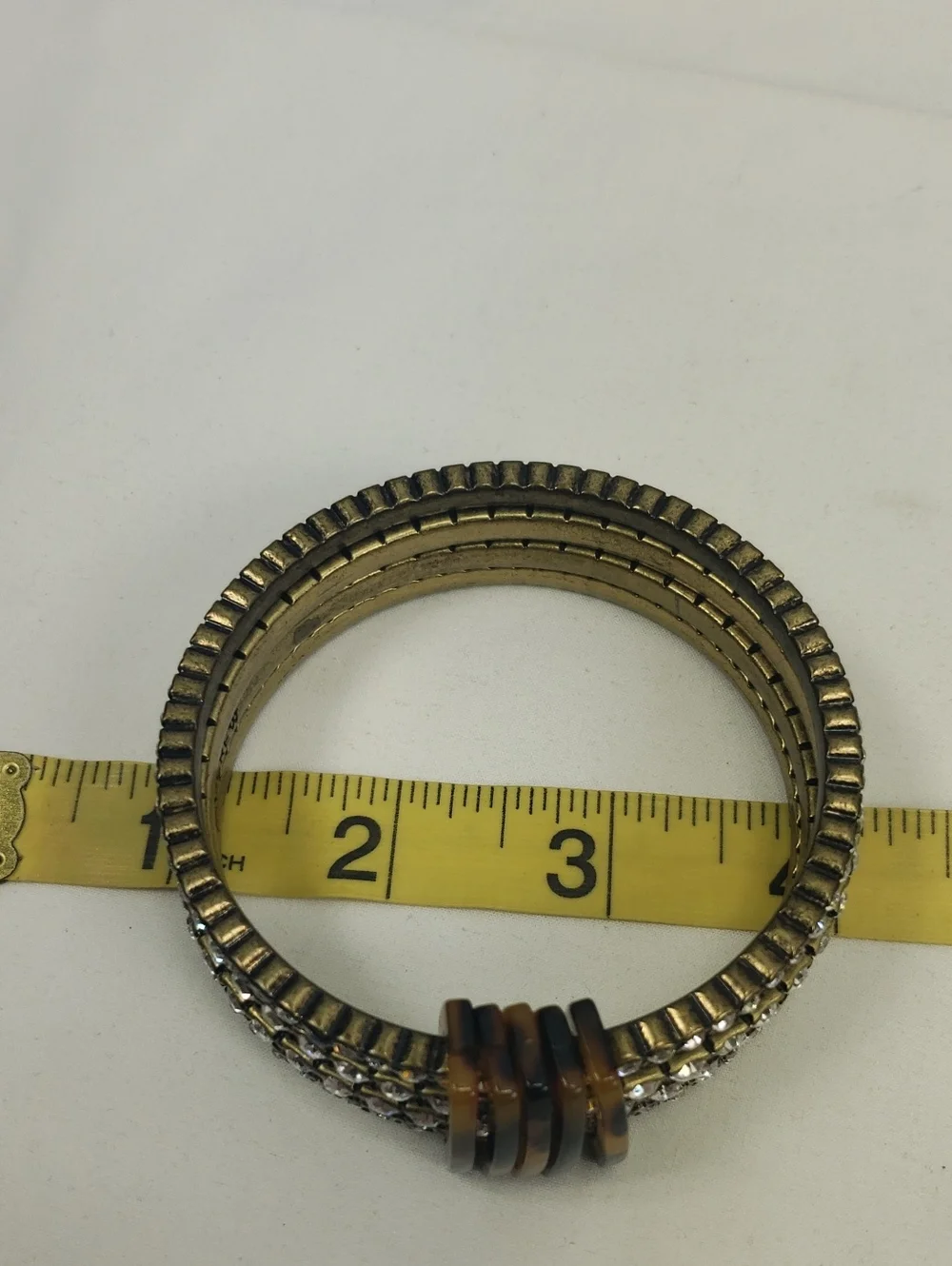 J. Crew Tortoise Rhinestones Stacked Bangle Bracelet